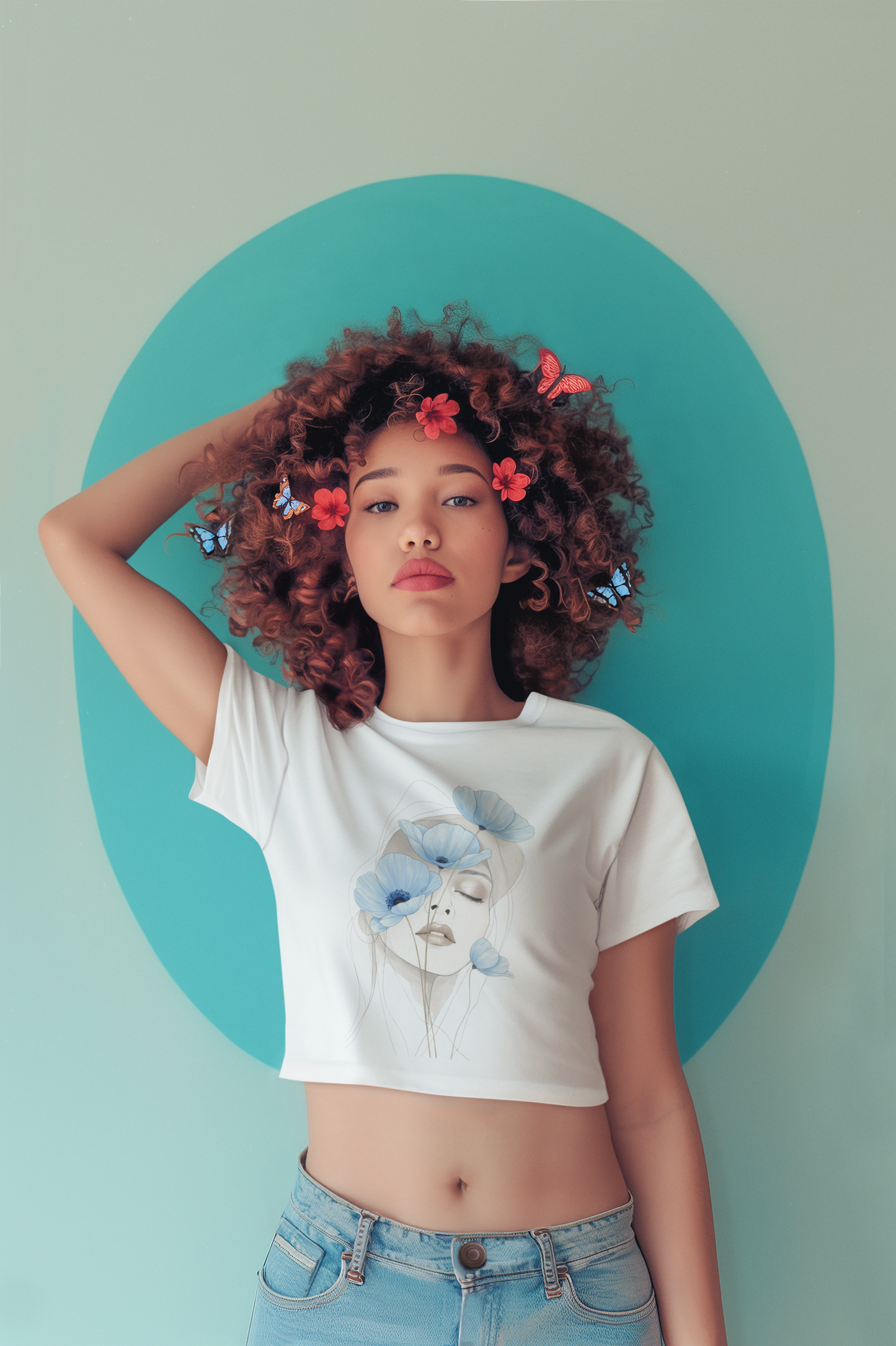 Graphic Crop Top, Women's Streetwear, Floral Graphic Shirt Women Crop Top
