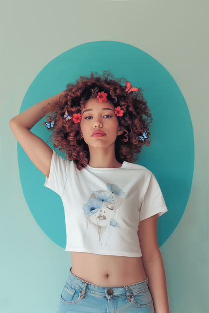 Graphic Crop Top, Women's Streetwear, Floral Graphic Shirt Women Crop Top