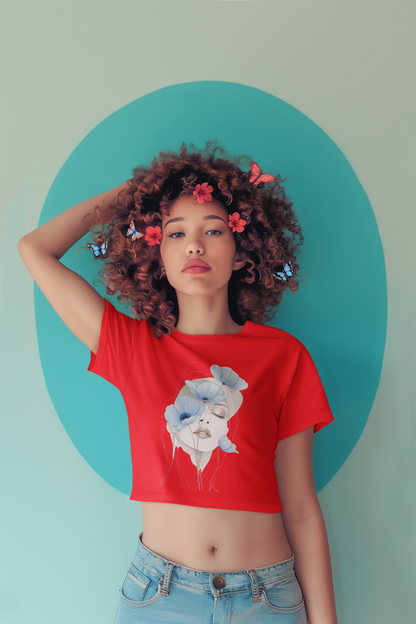 Graphic Crop Top, Women's Streetwear, Floral Graphic Shirt Women Crop Top