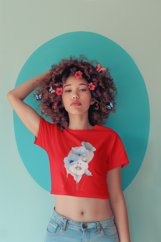 Graphic Crop Top, Women's Streetwear, Floral Graphic Shirt Women Crop Top
