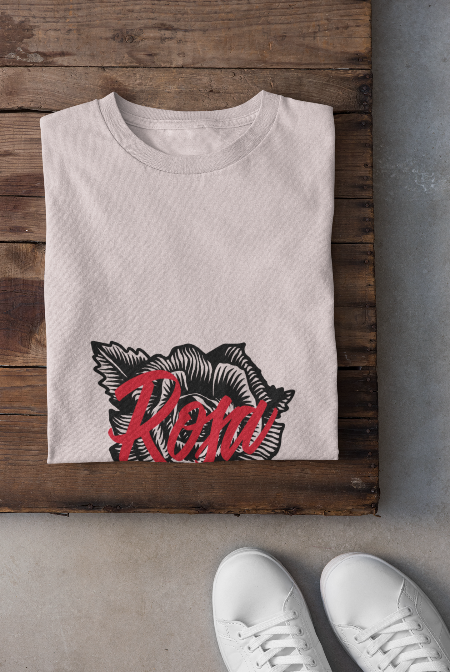 Rosa Script Graphic Tee | Red Floral Typography T-Shirt Crop Top