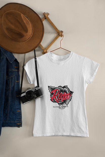 Rosa Script Graphic Tee | Red Floral Typography T-Shirt Crop Top