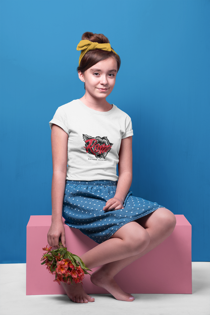 Rosa Script Graphic Tee | Red Floral Typography T-Shirt Girl's